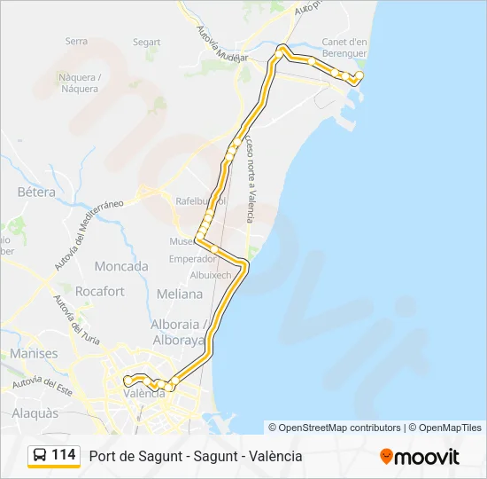 114 Bus Line Map