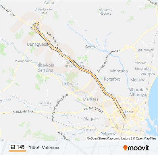 145 Bus Line Map
