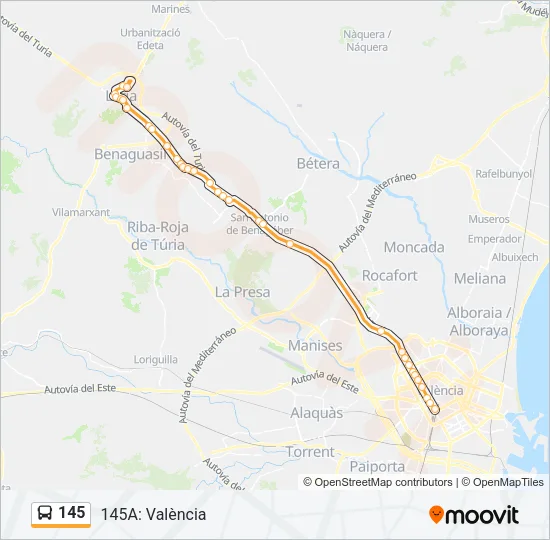 145 Bus Line Map