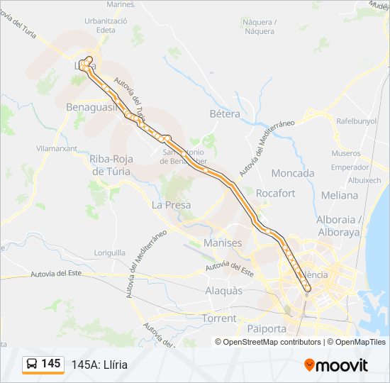 145 Bus Line Map
