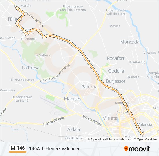 146 Bus Line Map