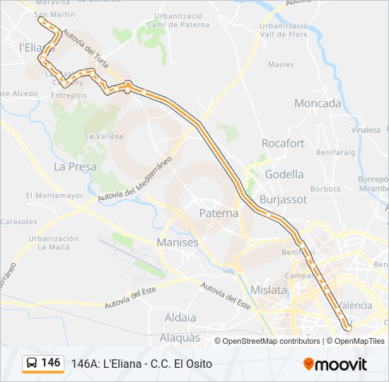146 Bus Line Map