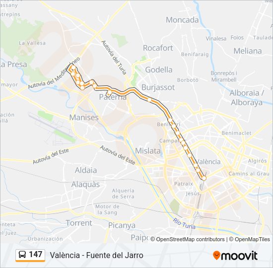 147 Bus Line Map