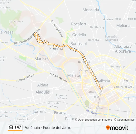 147 bus Mapa de línia