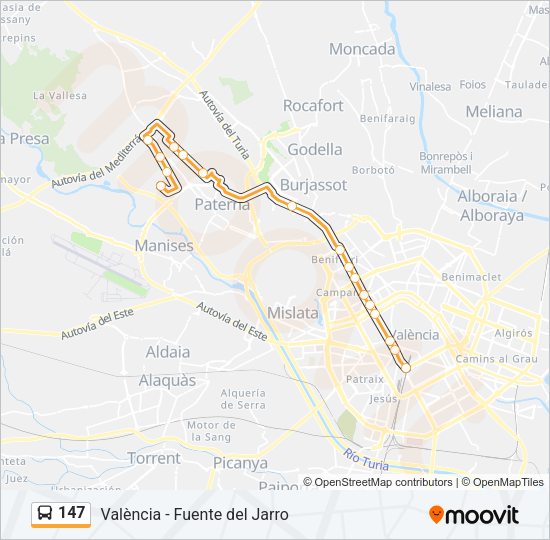 147 Bus Line Map