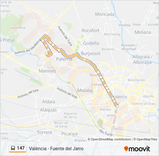 147 Bus Line Map