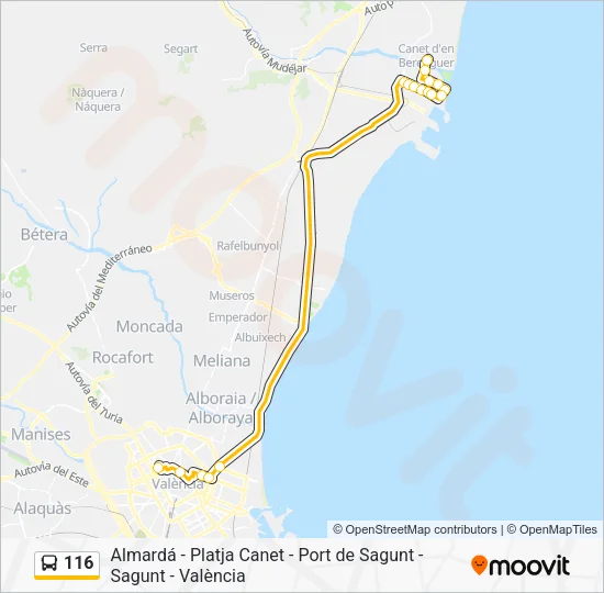 116 Bus Line Map