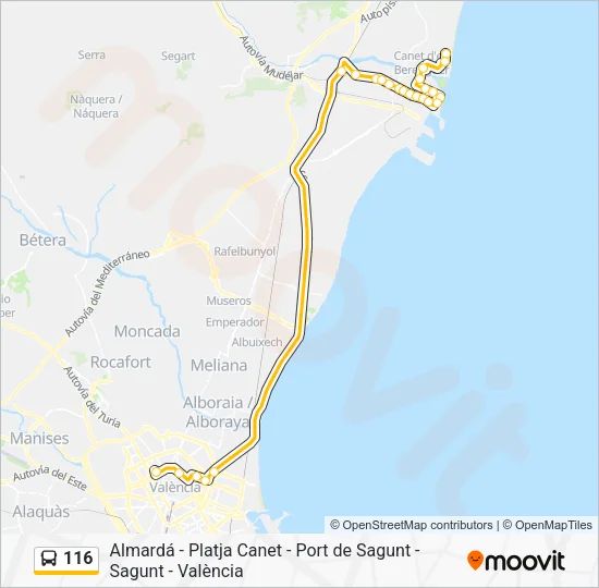 116 Bus Line Map