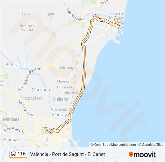 116 Bus Line Map