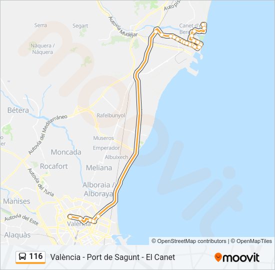 116 Bus Line Map