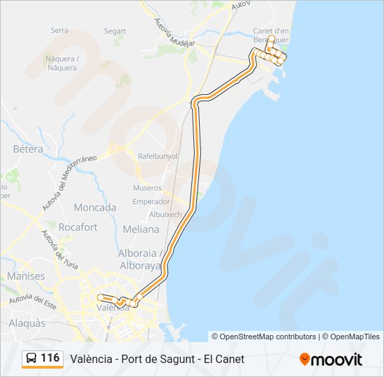 116 Bus Line Map