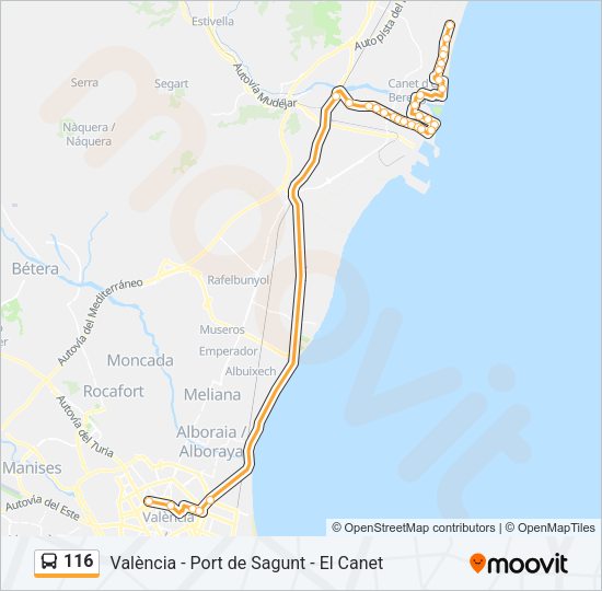 116 Bus Line Map