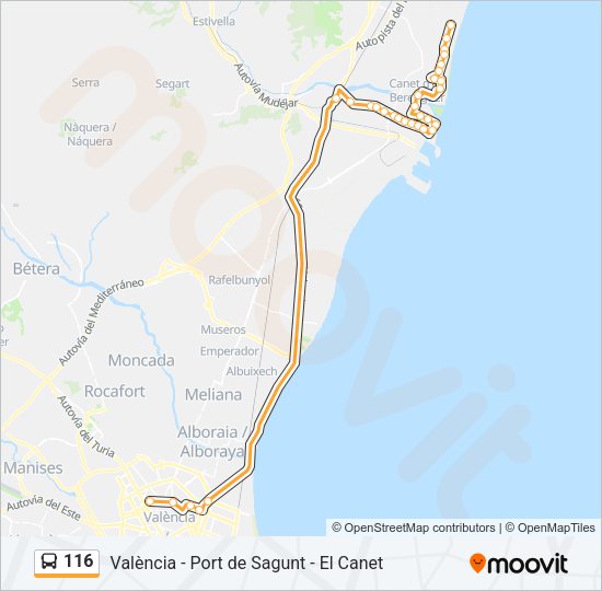 116 Bus Line Map