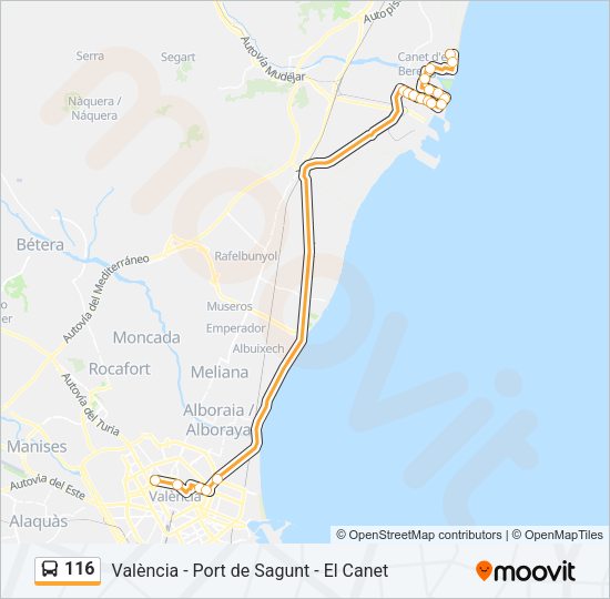 116 Bus Line Map