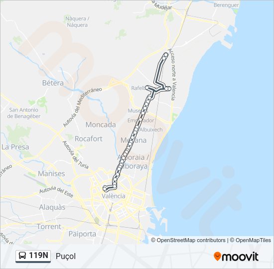 119N Bus Line Map