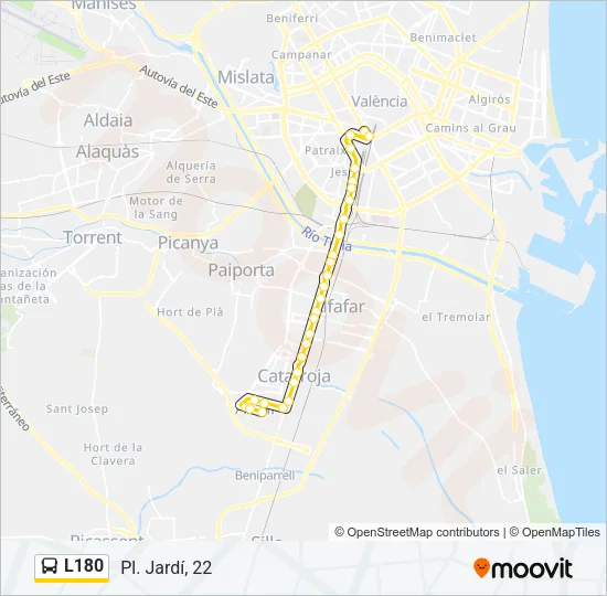 L180 bus Mapa de línia