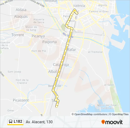 L182 bus Mapa de línia