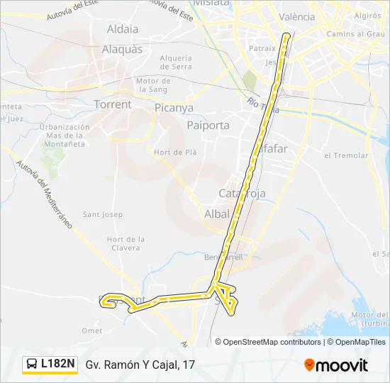 L182N bus Mapa de línia