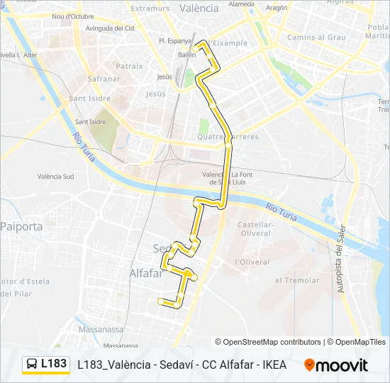 L183 bus Mapa de línia