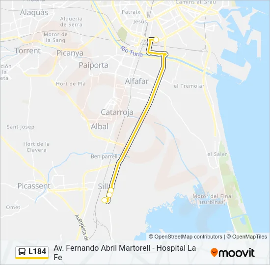 L184 Bus Line Map