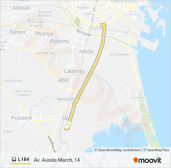 L184 Bus Line Map