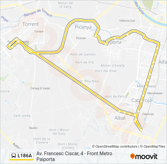 L186A Bus Line Map