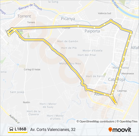 L186B Bus Line Map
