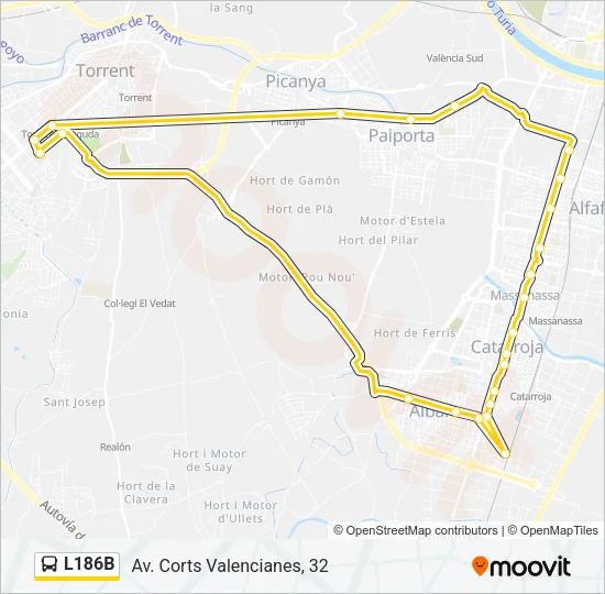 L186B Bus Line Map
