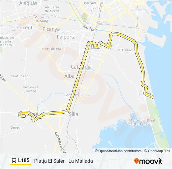 L185 Bus Line Map