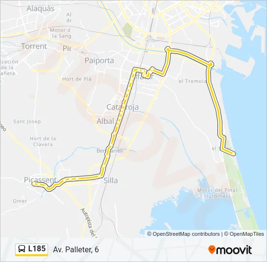 L185 Bus Line Map