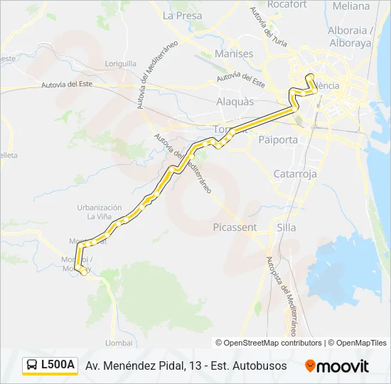 L500A Bus Line Map