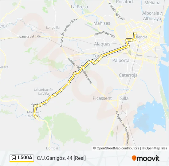 L500A Bus Line Map