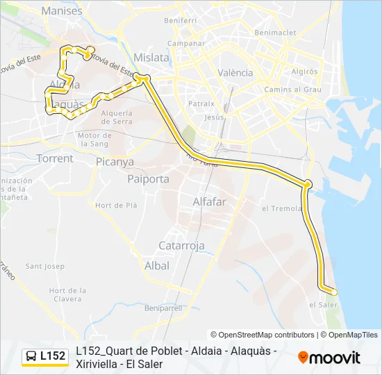 L152 Bus Line Map