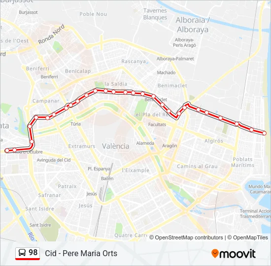 98 Bus Line Map