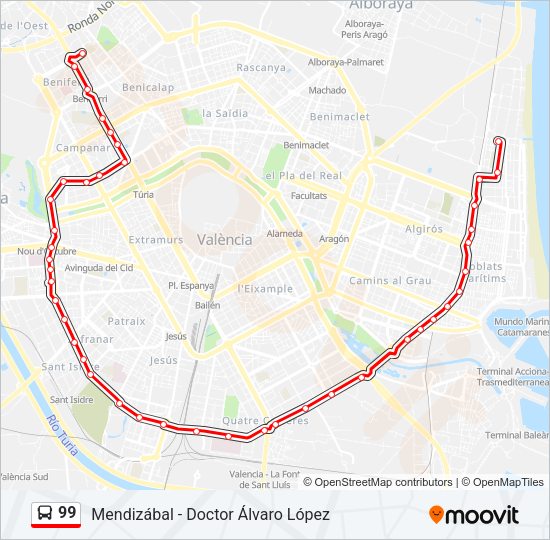 99 Bus Line Map