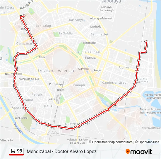 99 Bus Line Map