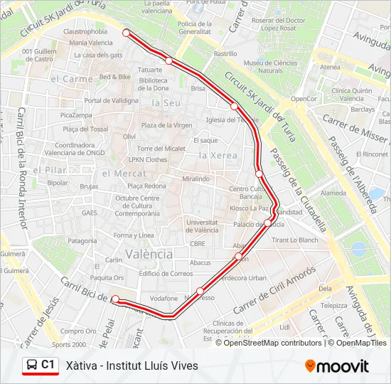 C1 Bus Line Map