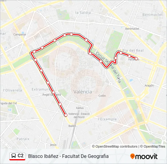 C2 bus Mapa de línia
