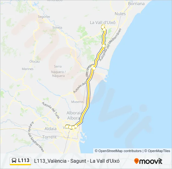 L113 Bus Line Map