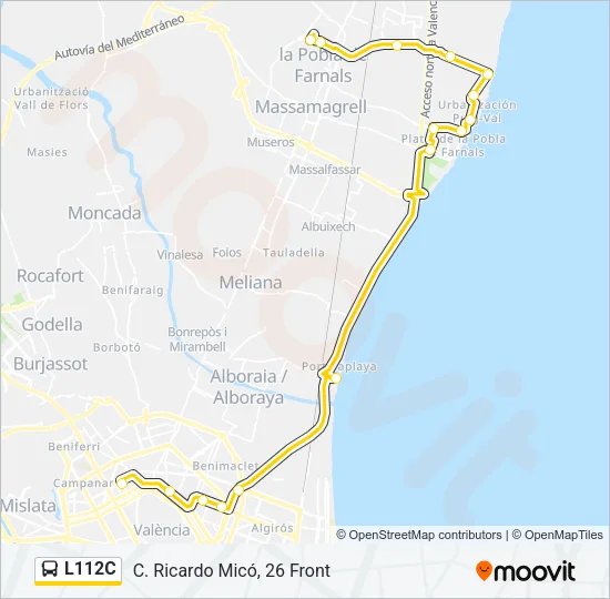 L112C bus Mapa de línia
