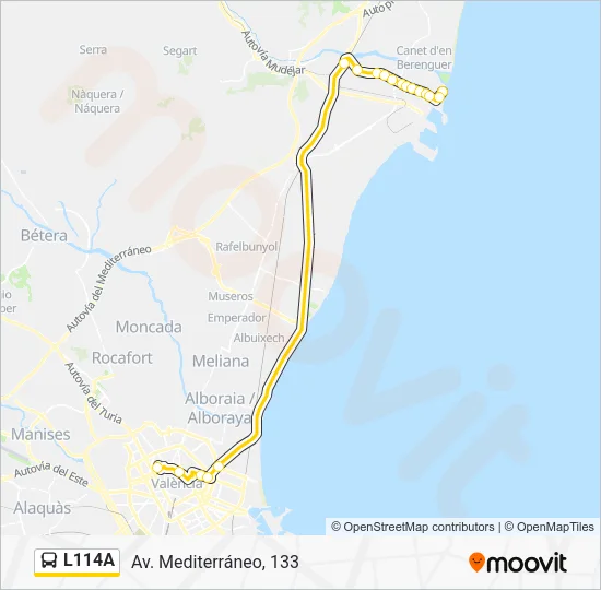 L114A Bus Line Map