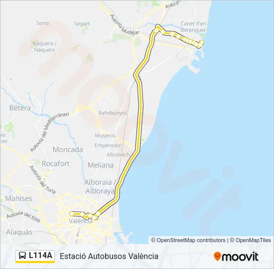 L114A Bus Line Map
