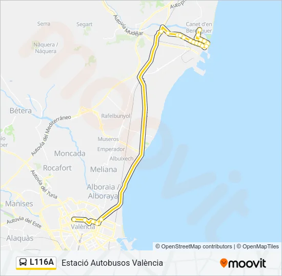 L116A Bus Line Map