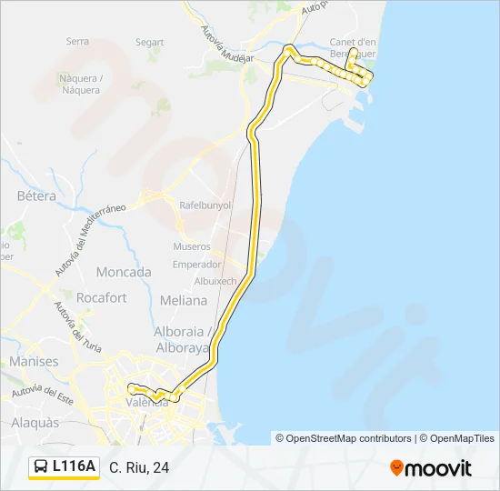 L116A Bus Line Map