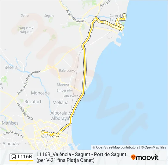 L116B Bus Line Map