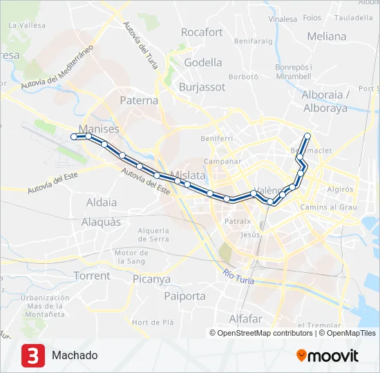3 Metrovalencia Line Map