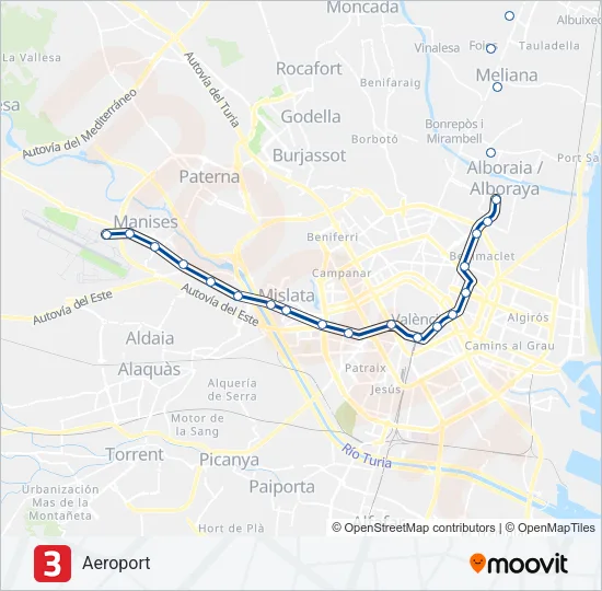3 Metrovalencia Line Map