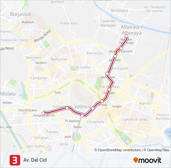 3 Metrovalencia Mapa de línia