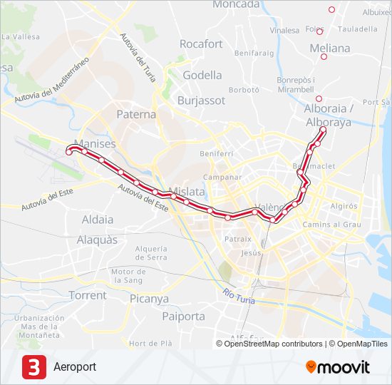 3 Metrovalencia Line Map