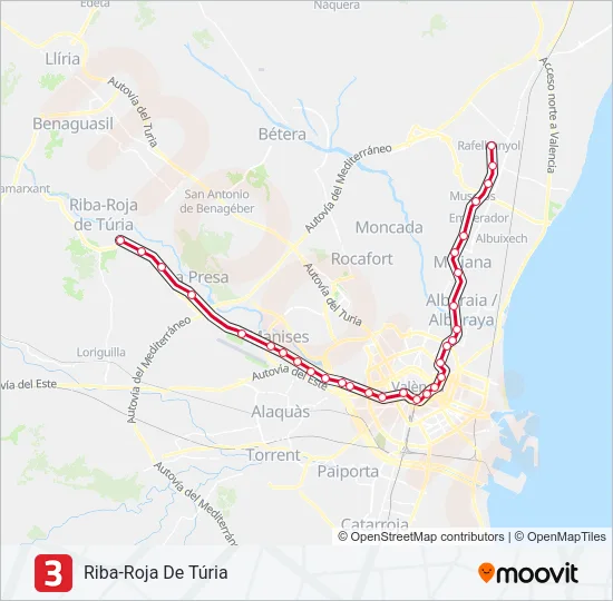 Mapa de 3 de Metrovalencia